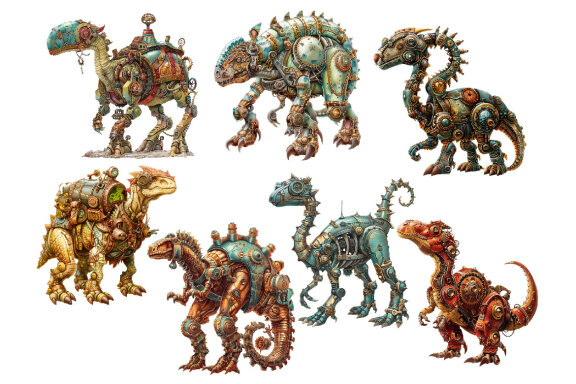 Steampunk Dinosaur PNG Bundle