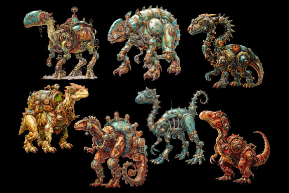 Steampunk Dinosaur PNG Bundle