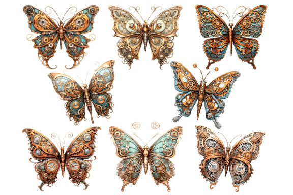 Steampunk Butterfly PNG Bundle