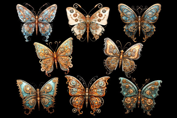 Steampunk Butterfly PNG Bundle