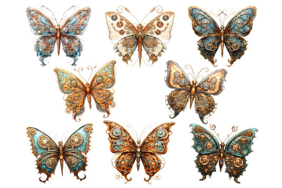Steampunk Butterfly PNG Bundle
