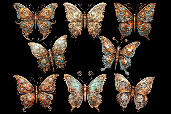 Steampunk Butterfly PNG Bundle