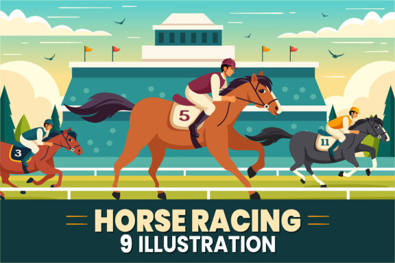 9 Horse Racing Illustration