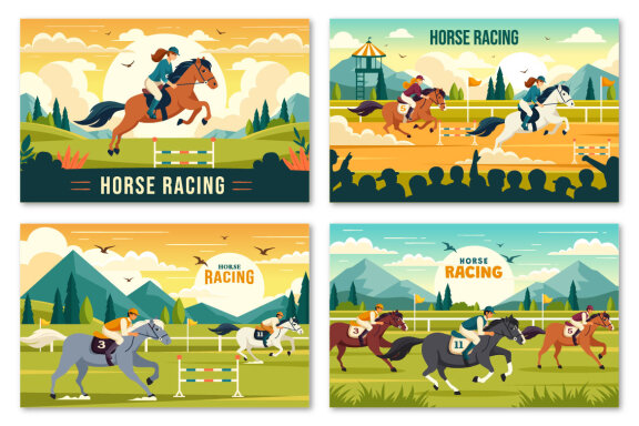 9 Horse Racing Illustration