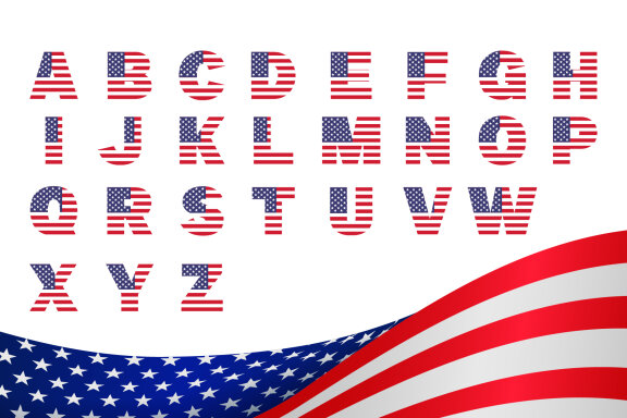 American Flag Color Font
