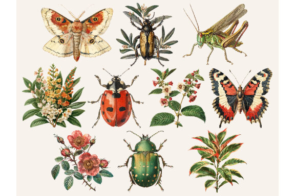 Vintage Entomology PNG Bundle