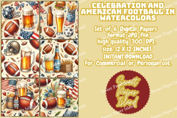 6 FREE American Football Digital Papers