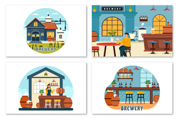 9 Beer Brewery Illustration