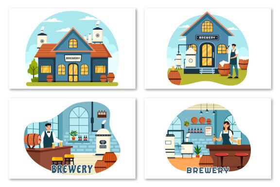 9 Beer Brewery Illustration