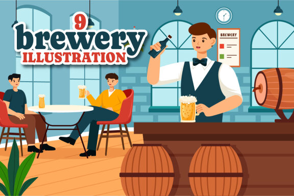9 Beer Brewery Illustration