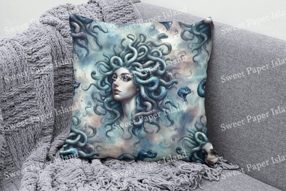 6 FREE Digital Papers - Medusa Head In Watercolor 