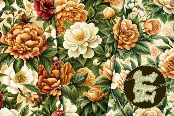 6 FREE Digital Papers - Pompous Roses In Watercolor