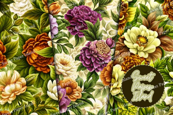 6 FREE Digital Papers - Pompous Roses In Watercolor
