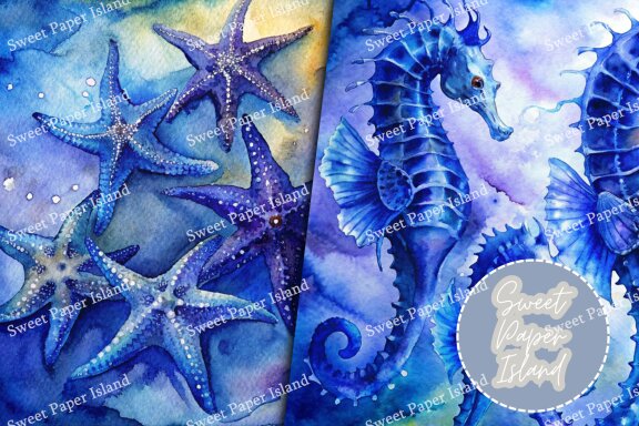 8 FREE Digital Papers - Blue Water Creatures