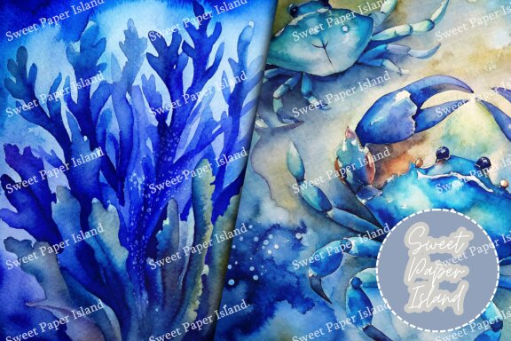 8 FREE Digital Papers - Blue Water Creatures