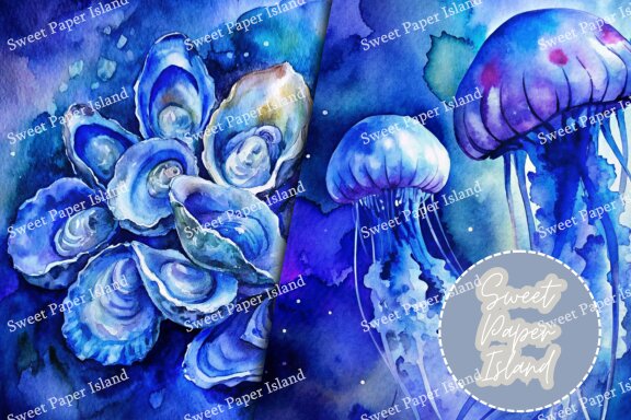 8 FREE Digital Papers - Blue Water Creatures