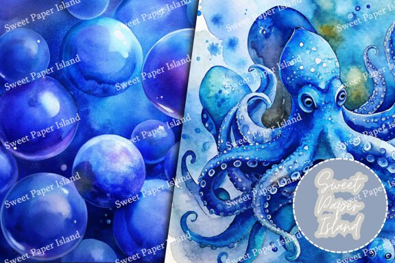 8 FREE Digital Papers - Blue Water Creatures