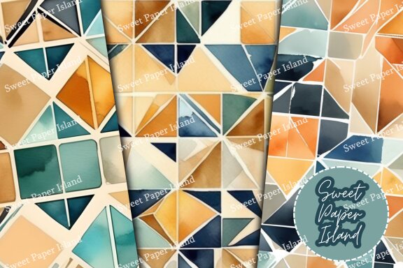 9 FREE Digital Papers - Mosaics In Watercolor