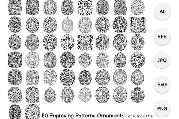 Engraving Patterns Ornamen Element Black