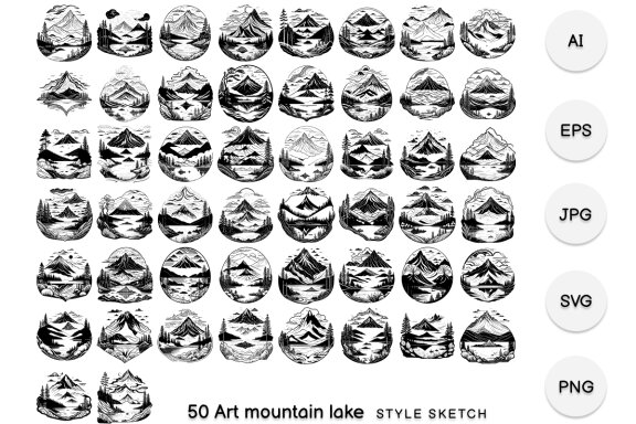 Art Mountain Lake Element Black