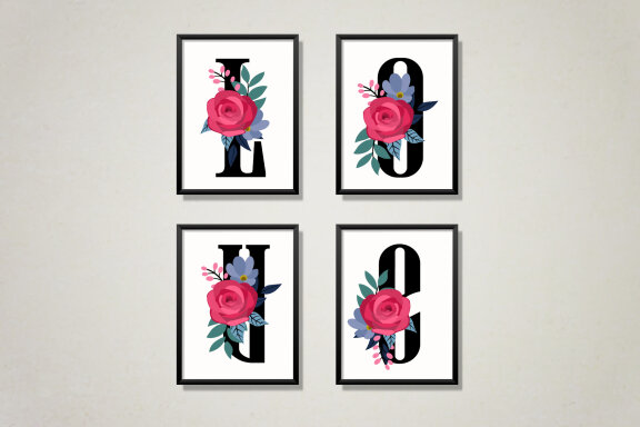 Floral Monogram Color Fonts