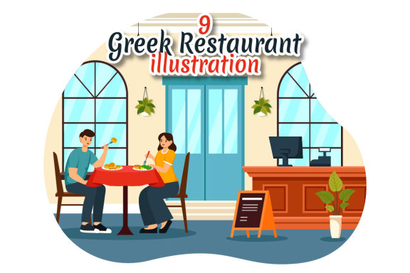 9 Greek Food Restaurant Illustration