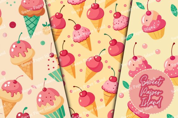 6 FREE Digital Papers - Ice Cream