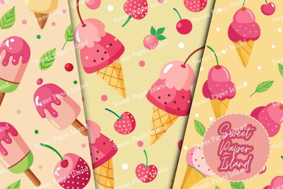 6 FREE Digital Papers - Ice Cream