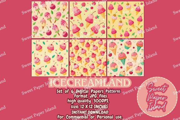 6 FREE Digital Papers - Ice Cream