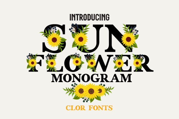 Sunflower Monogram Color Fonts