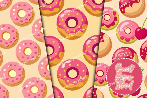 6 FREE Digital Papers - Donuts Pink