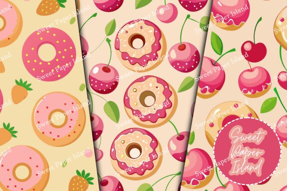 6 FREE Digital Papers - Donuts Pink