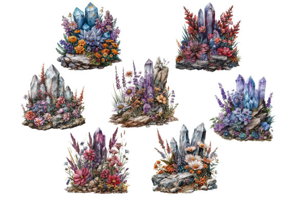 Floral Crystals Clipart