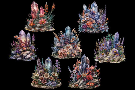 Floral Crystals Clipart
