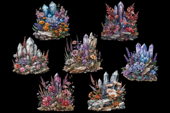 Floral Crystals Clipart