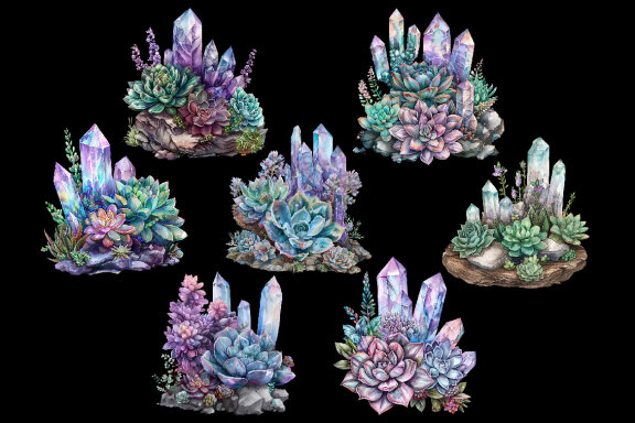 Succulent Crystals Clipart
