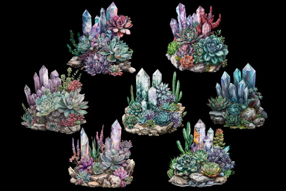 Succulent Crystals Clipart