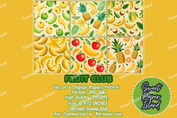6 FREE Digital Papers - Fruit Club