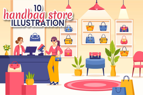 10 Handbag Store Illustration