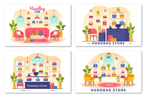 10 Handbag Store Illustration