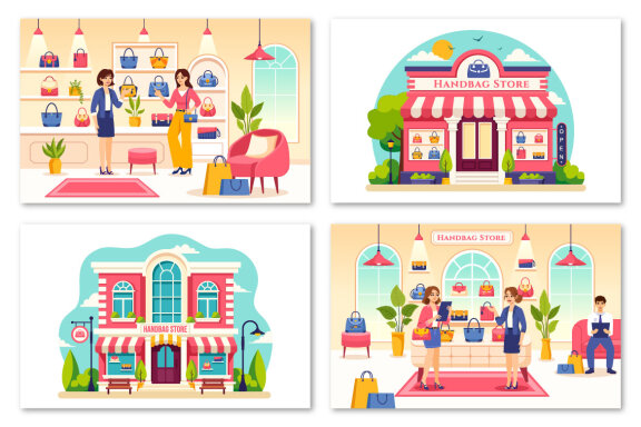 10 Handbag Store Illustration