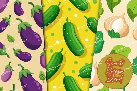 10 Digital Papers - Veggie Pattern 