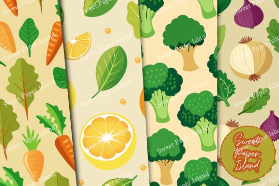 10 Digital Papers - Veggie Pattern 
