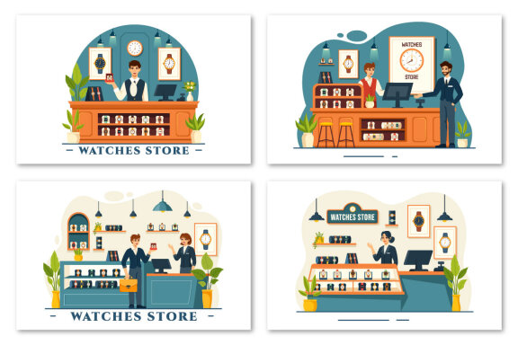 10 Watches Store Illustration