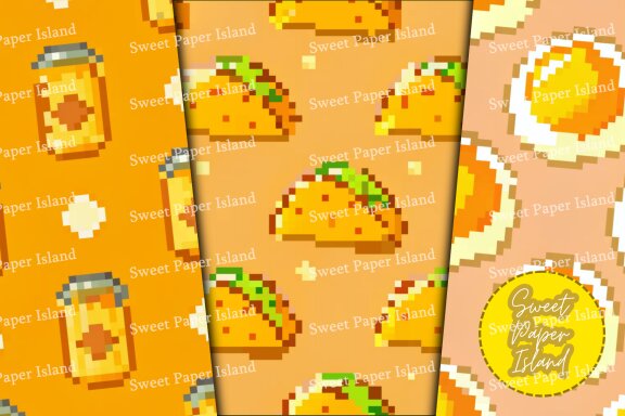 Pack Of 13 Digital Papers Patterns - Pixel Food Delivery 