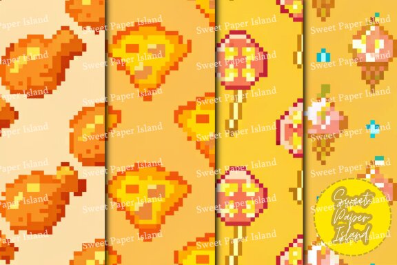 Pack Of 13 Digital Papers Patterns - Pixel Food Delivery 