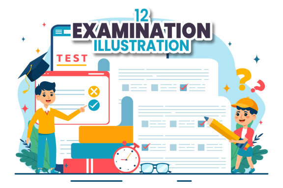 12 Examination Vector Illustration