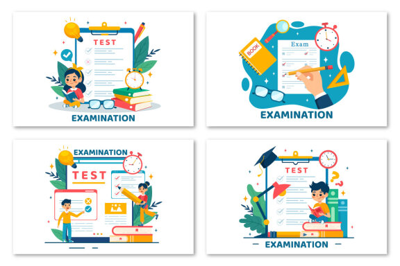 12 Examination Vector Illustration