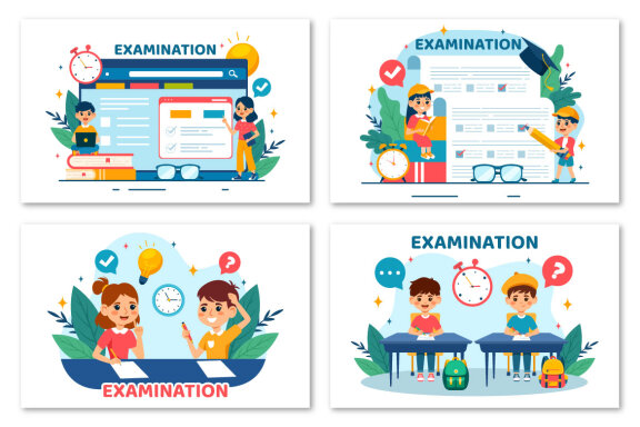 12 Examination Vector Illustration