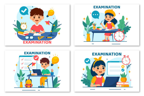 12 Examination Vector Illustration